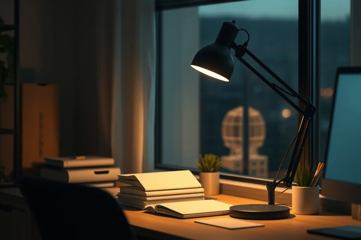 A tray and a few clips keep the desk easy to change and safe to walk around.